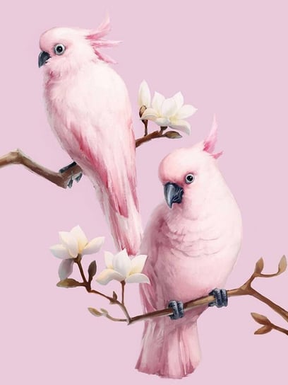 Haft Diamentowy Różowe Papużki 35x45 cm Moments