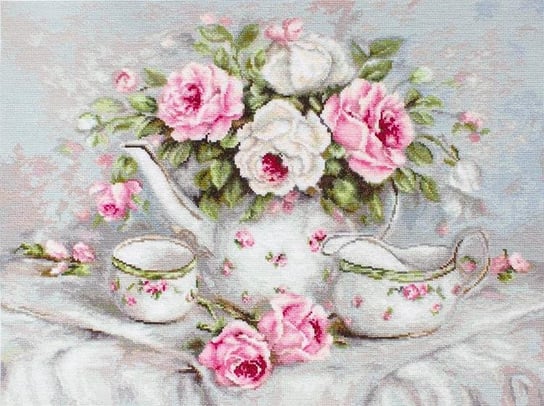 Haft krzyżykowy, Zestaw do haftu, Angielska herbatka z różami Luca-S