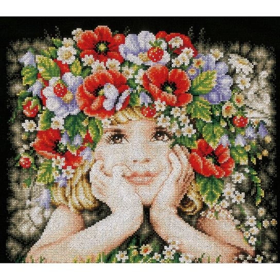 Haft krzyżykowy - Zestaw do haftu - Dziewczynka z kwiatami CORICAMO