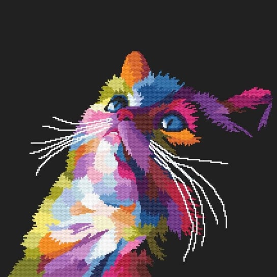 Haft krzyżykowy - Zestaw do haftu - Kolorowy kot CORICAMO