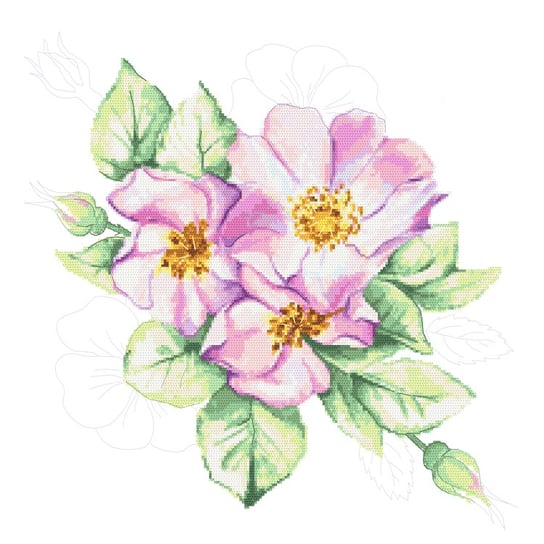 Haft krzyżykowy - Zestaw do haftu - Kwiaty dzikiej róży CORICAMO