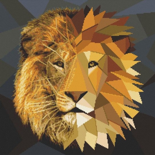 Haft krzyżykowy - Zestaw do haftu - Mozaikowy lew CORICAMO