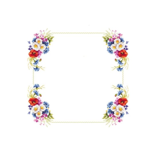 Haft krzyżykowy - Zestaw do haftu - Obrus z polnymi kwiatkami CORICAMO