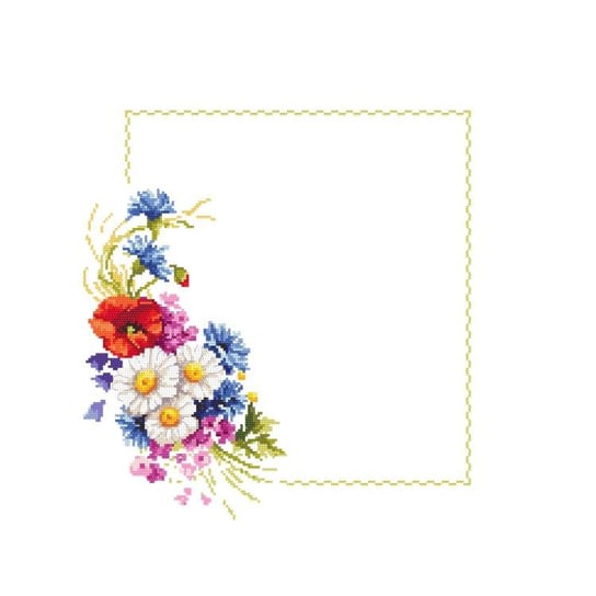 Haft krzyżykowy - Zestaw do haftu - Serwetka z polnymi kwiatami CORICAMO