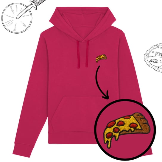 Haftowana bluza z kapturem PIZZA różowa 3XL Myszojeleń