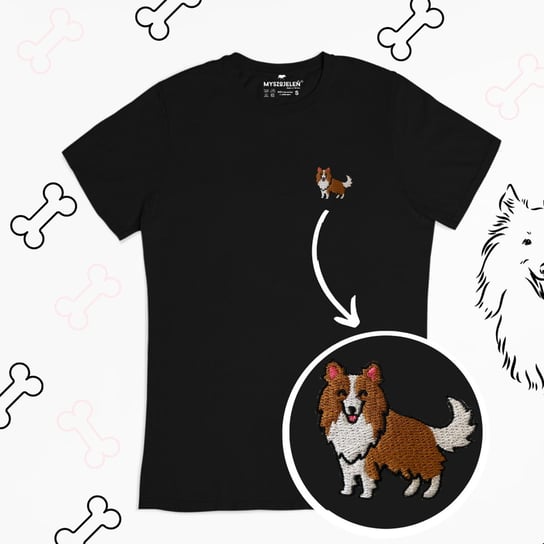 Haftowany T-shirt - COLLIE - rozmiar 3XL Myszojeleń