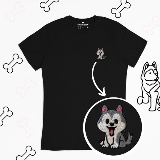 Haftowany T-shirt - HUSKY - rozmiar 3XL Myszojeleń