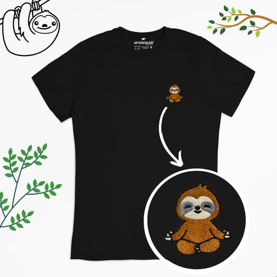 Haftowany T-shirt - LENIWIEC - rozmiar S Myszojeleń