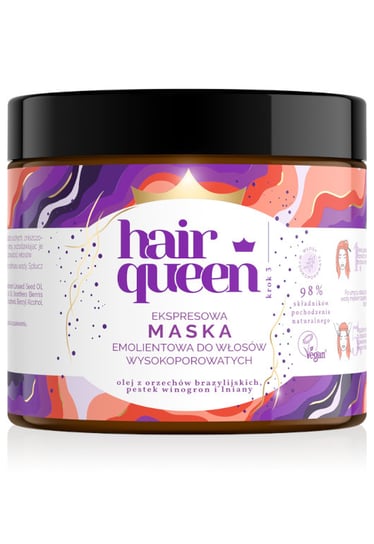 Hair Queen Ekspresowa maska emolientowa do włosów wysokoporowatych 400ml Hair Queen