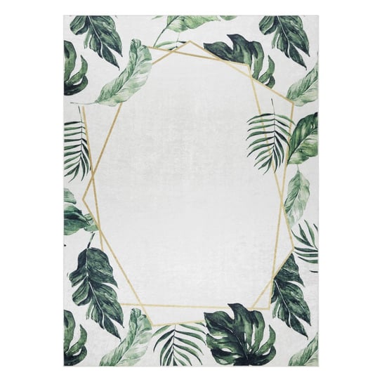 HAKANO, Dywan krótkowłosy ARLEN LEAVES2, biały, motyw roślinny styl tropikalny 120x170 cm HAKANO