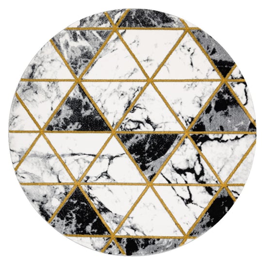 HAKANO, Dywan okrągły krótkowłosy ESTEMA MARBLETRIANGLES, czarny, r160 HAKANO