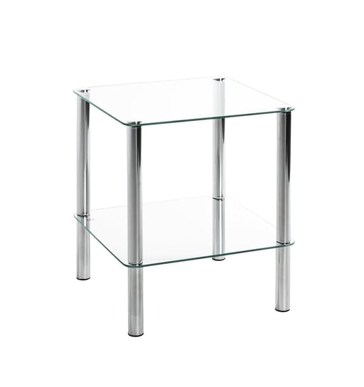HAKU Plank chroom, Metaal, veiligheidsglas - Maat: B 39 cm x H 107 cm x D 39 cm, Stijl: Modern