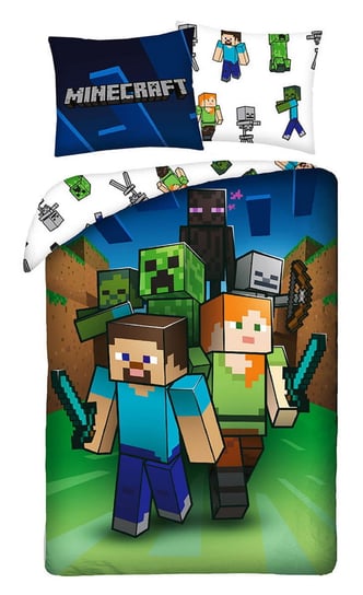 Halantex, Minecraft, Pościel dziecięca, Alex Stiff  Enderman Creeper, 160x200 cm Halantex