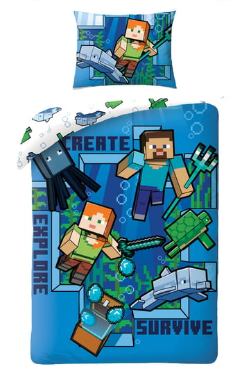 Halantex, Pościel dziecięca, bawełniana, Minecraft, 140x200 cm Halantex