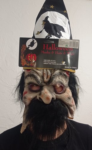 Halloween Maska Potwór Z Wąsem Wąsacz Kostium IMPORT