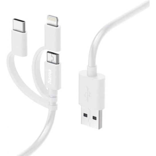 Hama 3w1 Multi-Ladekabel, USB-A - Micro-USB, USB-C i Lightning, 1,0 m, Biały () - 00201535 Hama