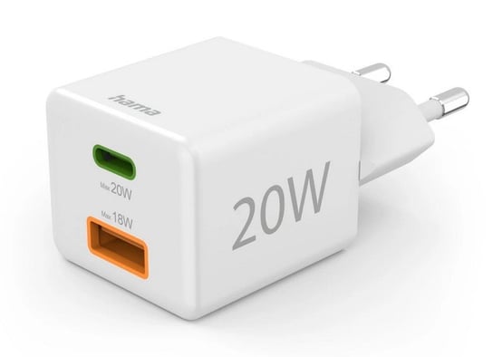 Hama, hama ładowarka sieciowa mini 20w pd/qc (1x usb-c, 1x usb-a), biała Hama