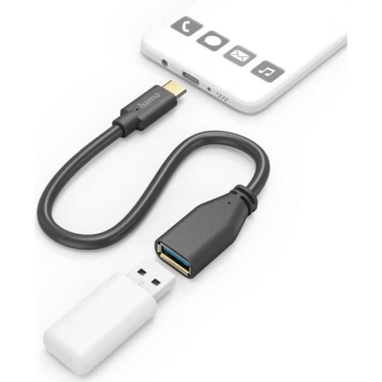 Hama Kabel adaptera USB, OTG, USB-C-Stecker - USB-A-Buchse, 15 cm, Schwarz () - 00201605 Inna marka