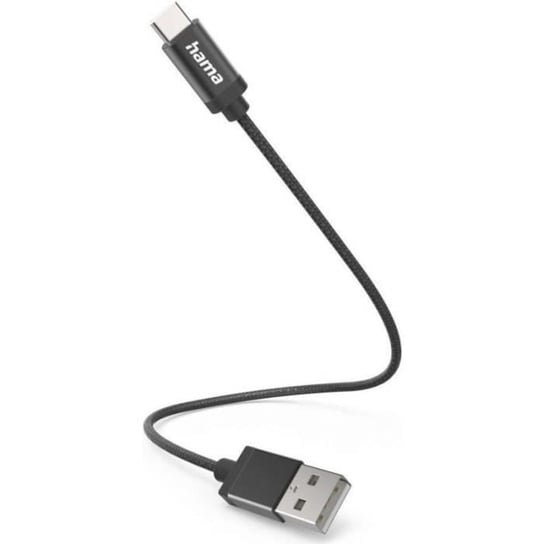 Hama Ladekabel, USB-A - USB-C, 0,2 m, Nylon, Czarny () - 00201600 Hama