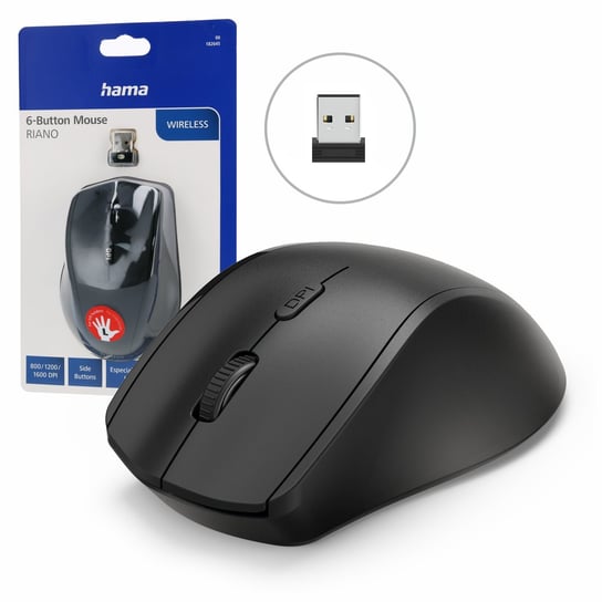 Hama myszka mysz sensor optyczny bezprzewodowa dla leworęcznych 1200 dpi Hama