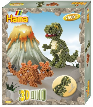 Hama, Zestaw 2500 koralików do prasowania Hama Midi, Dinozaury 3D Hama