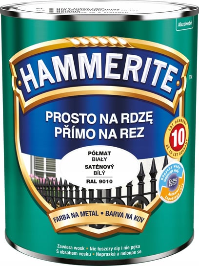 Hammerite Prosto Na Rdzę - efekt półmatowy biały 700 ml HAMMERITE