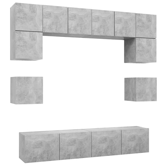 Hang TV Cabinet Set - Grey Concrete, 8pcs Zakito Europe