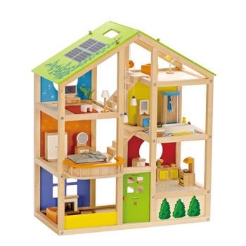 Hape, drewniany domek dla lalek z wyposażeniem Hape