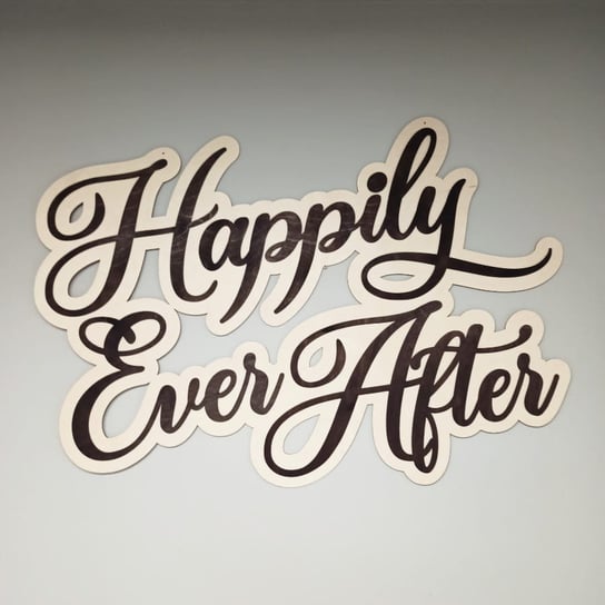Happily Even After - drewniany napis z efektem 3D, ozdoba na ścianę, szerokość: 50cm Inna marka