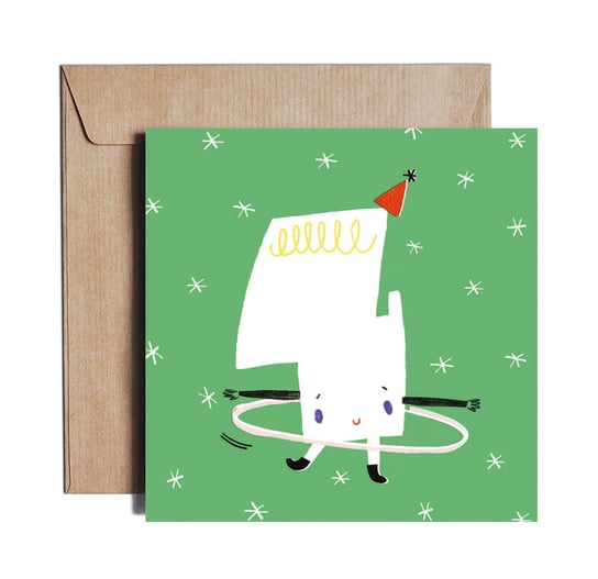 Happy Birthday Four - Greeting card by PIESKOT Polish Design PIESKOT