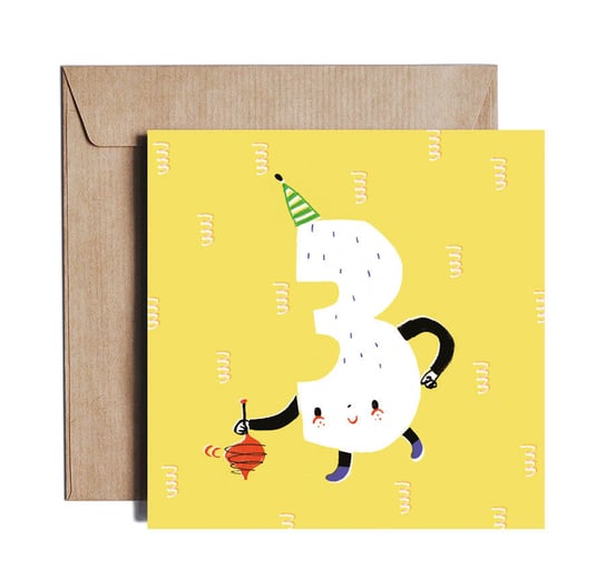 Happy Birthday Three - Greeting card by PIESKOT Polish Design PIESKOT