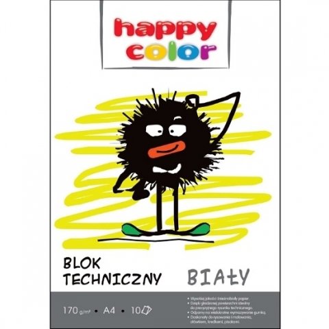 Happy Color, Blok techniczny A4 170G Biały, Pakiet 10szt. HAPPY COLOR