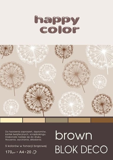 Happy Color, blok w tonacji brązowej, format A4, Deco Brown Happy Color