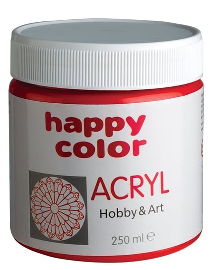 Happy Color, farba akrylowa, 250 ml, czerwona Happy Color