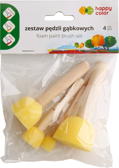 Happy Color, Pędzel Gąbkowy Okrągły, Do Tapowania, Mix 4 Wielkości Happy Color