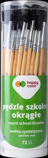 Happy Color, Pędzle Okrągłe Szkolne Syntetyczne Okrągłe 2/6/10 Happy Color,  Mix 72Szt. Happy Color