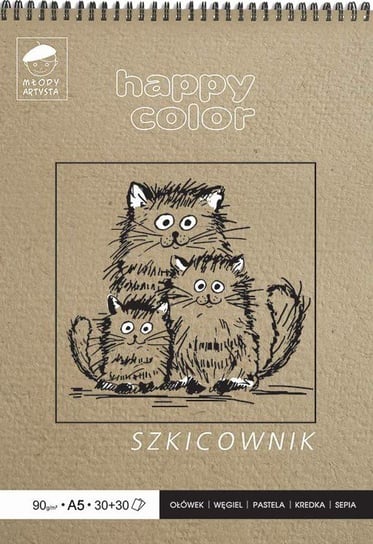 Happy Color, Szkicownik na spirali Młody Artysta A5, 60 ark Happy Color
