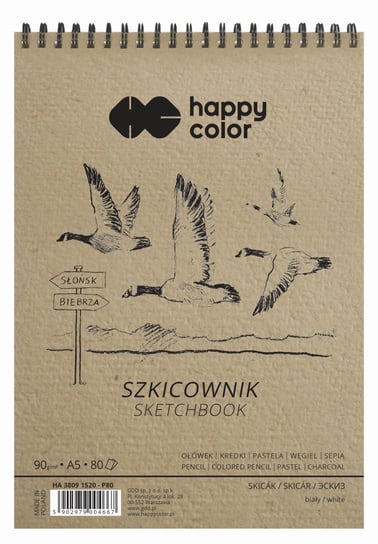 Happy Color, Szkicownik na spirali Ptaki, A5, 90 g Happy Color