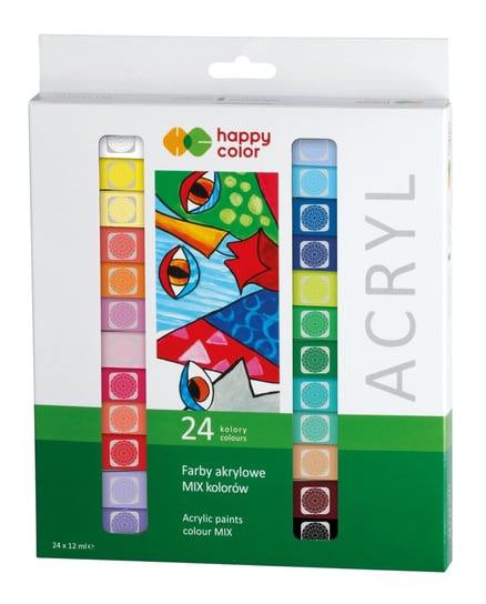 Happy Color, Zestaw farb akrylowych, 24 kolory, 12ml Happy Color