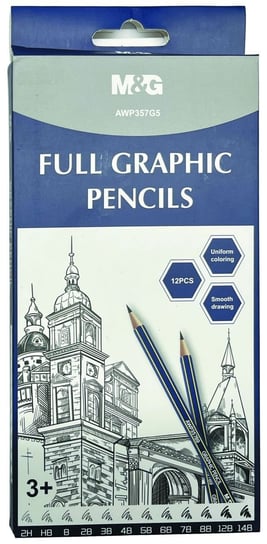 Happy Color, Zestaw ołówków artystycznych, różna twardość mg, 12 szt. MG