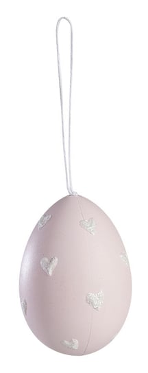 Happy Easter, Bombka jajko w serduszka, różowa, 5x7 cm Empik