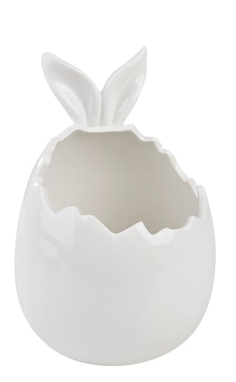 Happy Easter, Doniczka skorupka jajka z uszami, biała, 16,5x11 cm Empik