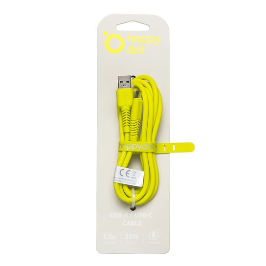 HappyDot Kabel USB-A/USB-C 15W limonkowy HappyDot