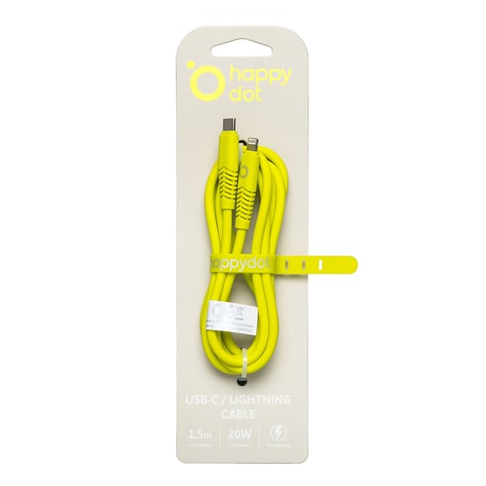 HappyDot Kabel USB-C/Lightning 20W limonkowy HappyDot