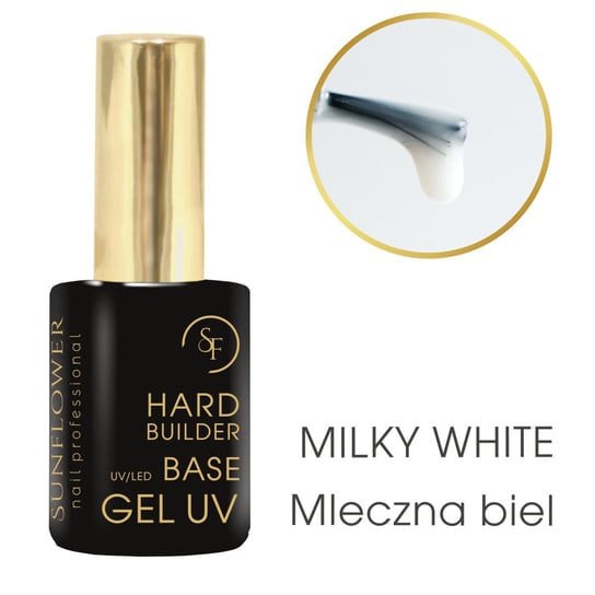 Hard Milky White - Baza  Budująca, Żel UV/Led Soak Off - Mleczna Biel, Biały SUNFLOWER