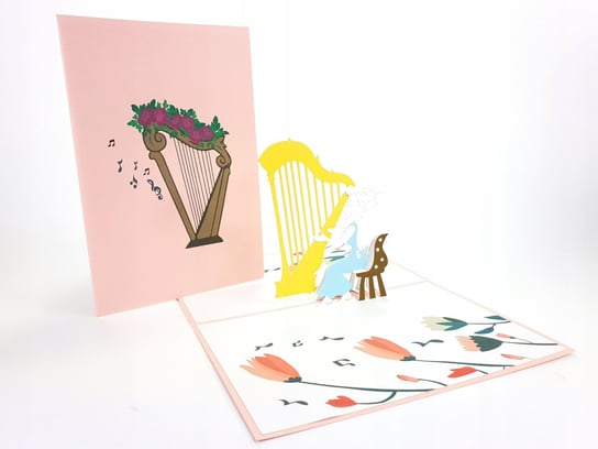Harfa kartka urodzinowa 3D urodziny muzyka Wow GrandGift