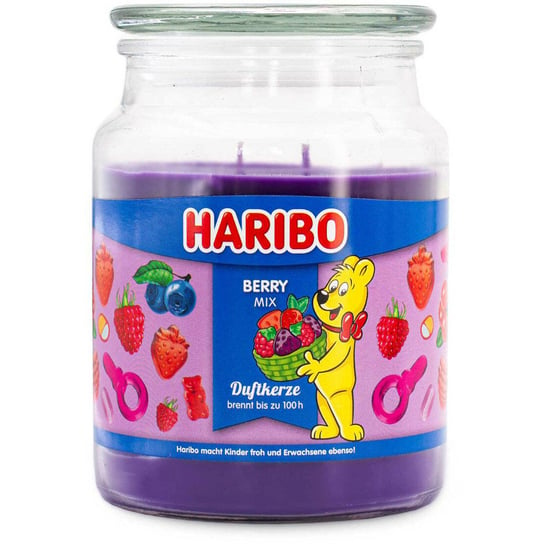 Haribo duża sojowa świeca zapachowa w szkle 18 oz 510 g - Berry Mix Haribo