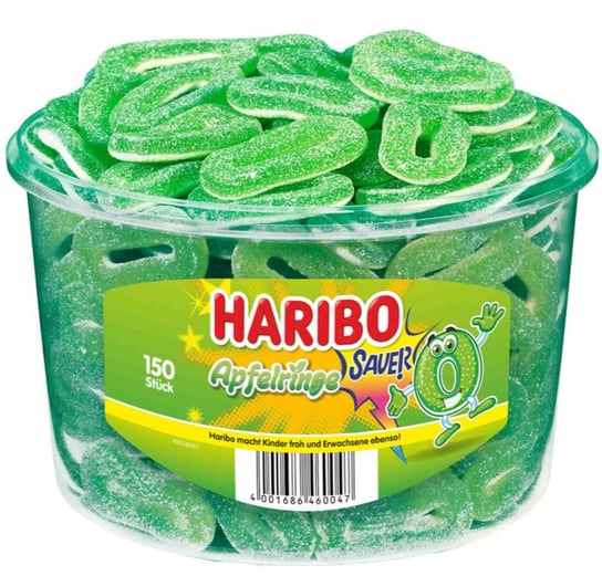 Haribo, żelki kwaśne o smaku jabłkowym Apfelringe, 150 sztuk Haribo