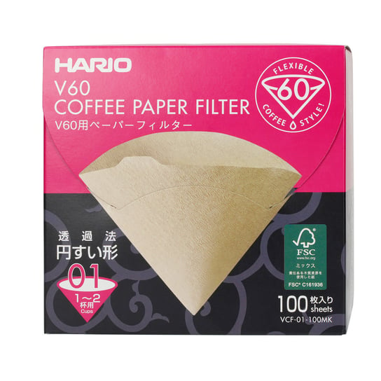 Hario filtry papierowe Misarashi brązowe - V60-01 - 100 Sztuk BOX Hario