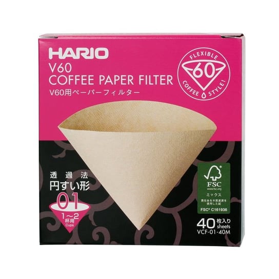 Hario filtry papierowe Misarashi brązowe - V60-01 - 40 Sztuk Hario